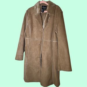 Regal Faux fur Penny Lane women's coat faux suede sz large front pockets vintage